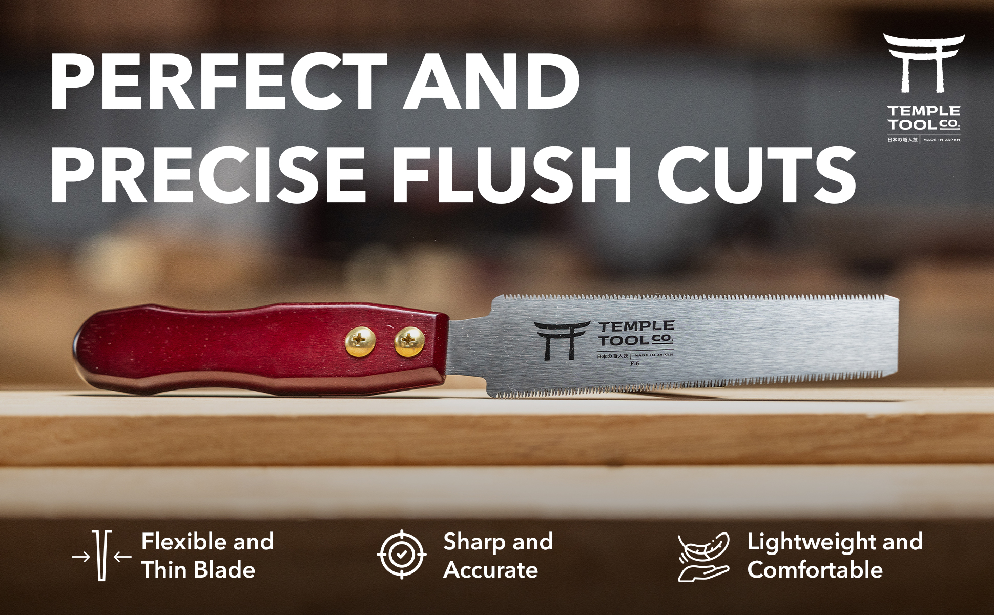 TEMPLE TOOL Japanese Flush Cut Hand Saw - 150 mm description 4